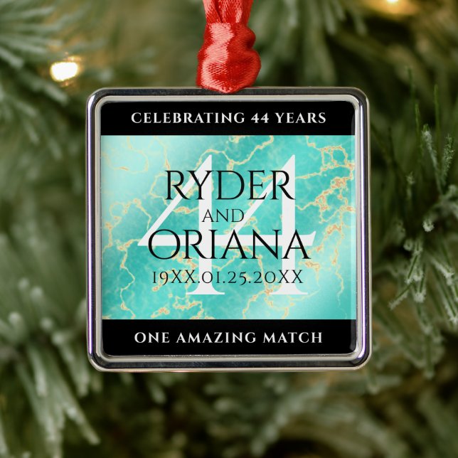 Elegant 44th Turquoise Wedding Anniversary Metal Tree Decoration (Tree)