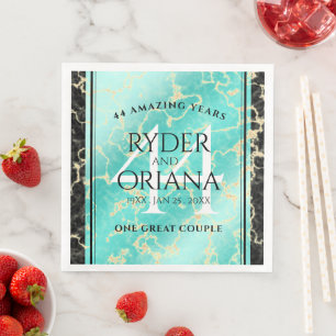 Elegant 44th Turquoise Wedding Anniversary Napkin