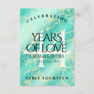 Elegant 44th Turquoise Wedding Anniversary Thank You Card