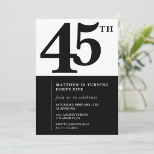 Elegant 45th birthday invitations Chic Simple