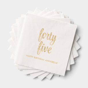 Elegant 45th Birthday Modern Gold Foil Napkins
