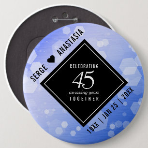 Elegant 45th Sapphire Wedding Anniversary 6 Cm Round Badge