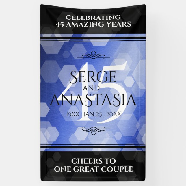 Elegant 45th Sapphire Wedding Anniversary Banner (Vertical)