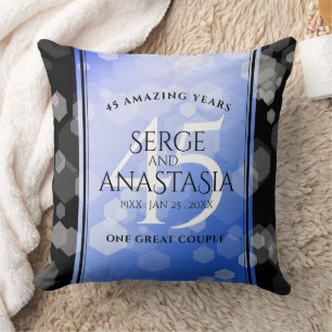 Elegant 45th Sapphire Wedding Anniversary Cushion
