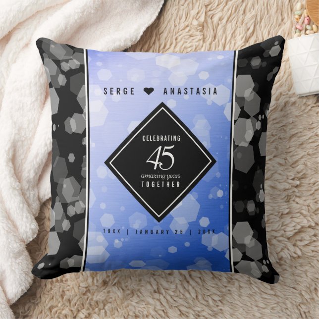 Elegant 45th Sapphire Wedding Anniversary Cushion (Blanket)