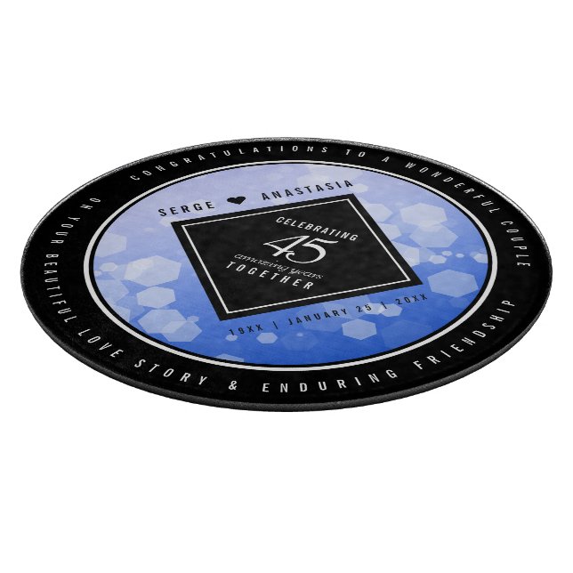 Elegant 45th Sapphire Wedding Anniversary Cutting Board (Corner)