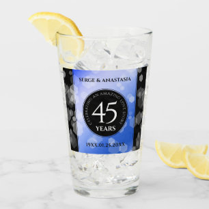 Elegant 45th Sapphire Wedding Anniversary Glass