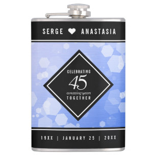 Elegant 45th Sapphire Wedding Anniversary Hip Flask