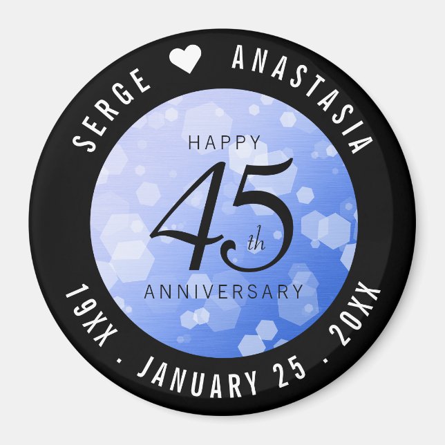 Elegant 45th Sapphire Wedding Anniversary Magnet (Front)