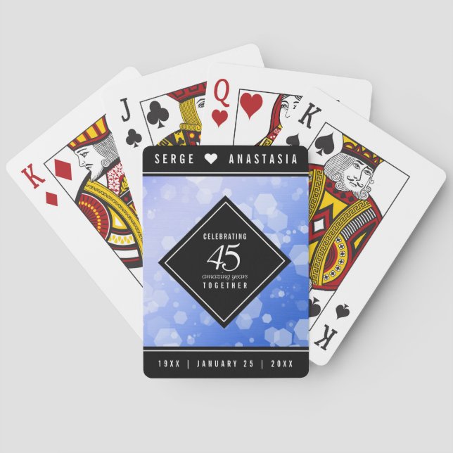 Elegant 45th Sapphire Wedding Anniversary Playing Cards (Back)