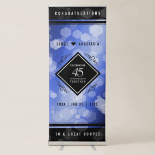 Elegant 45th Sapphire Wedding Anniversary Retractable Banner