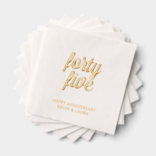 Elegant 45th Wedding Anniversary Gold Foil Napkins
