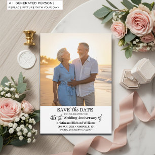 Elegant 45th Wedding Anniversary Photo Save The Date