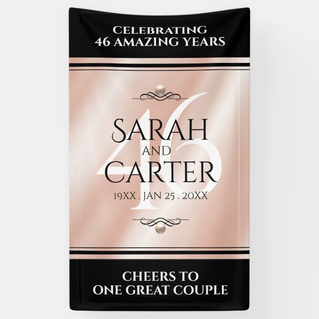 Elegant 46th Pearl Wedding Anniversary Celebration Banner (Vertical)