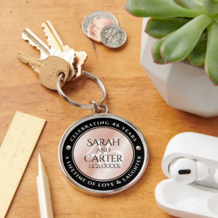 Elegant 46th Pearl Wedding Anniversary Celebration Key Ring