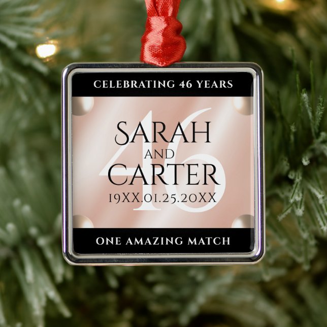 Elegant 46th Pearl Wedding Anniversary Celebration Metal Tree Decoration (Tree)