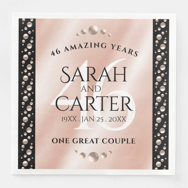 Elegant 46th Pearl Wedding Anniversary Celebration Napkin (Front)