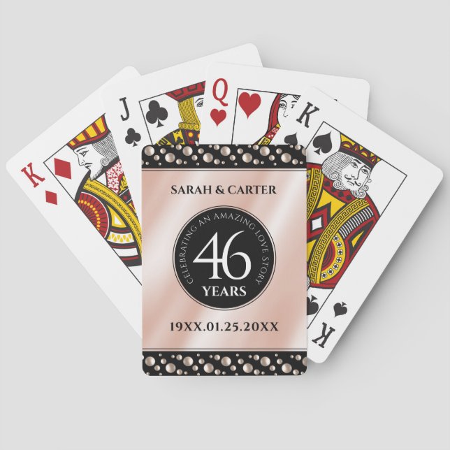 Elegant 46th Pearl Wedding Anniversary Celebration Playing Cards (Back)