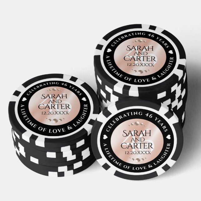 Elegant 46th Pearl Wedding Anniversary Celebration Poker Chips (Stack)
