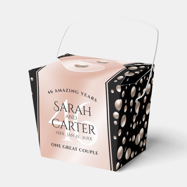 Elegant 46th Pearl Wedding Anniversary Favour Box (Front Side)