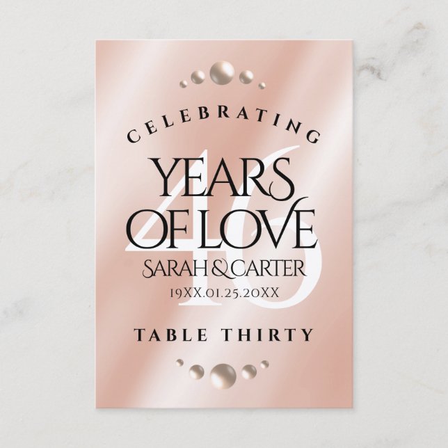 Elegant 46th Pearl Wedding Anniversary Thank You Card (Front)