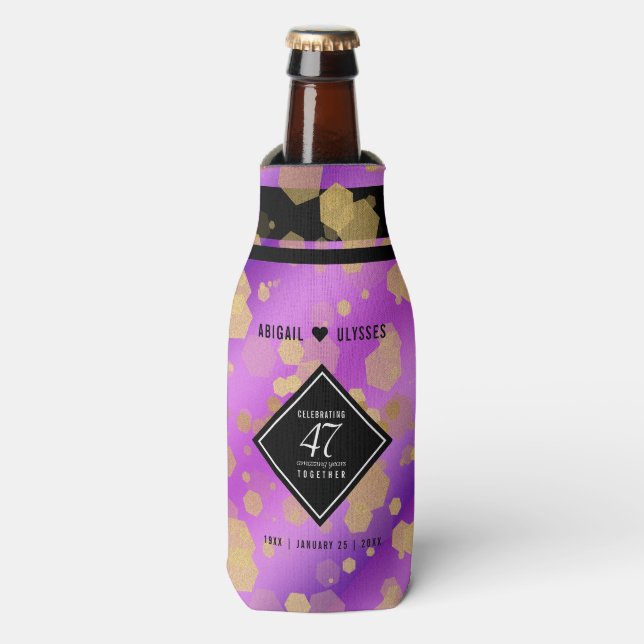 Elegant 47th Amethyst Wedding Anniversary Bottle Cooler (Bottle Front)