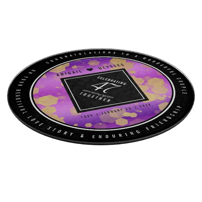 Elegant 47th Amethyst Wedding Anniversary Cutting Board (Corner)