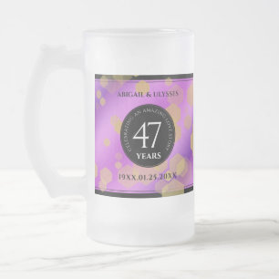 Elegant 47th Amethyst Wedding Anniversary Frosted Glass Beer Mug