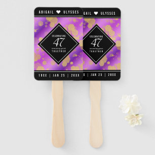 Elegant 47th Amethyst Wedding Anniversary Hand Fan