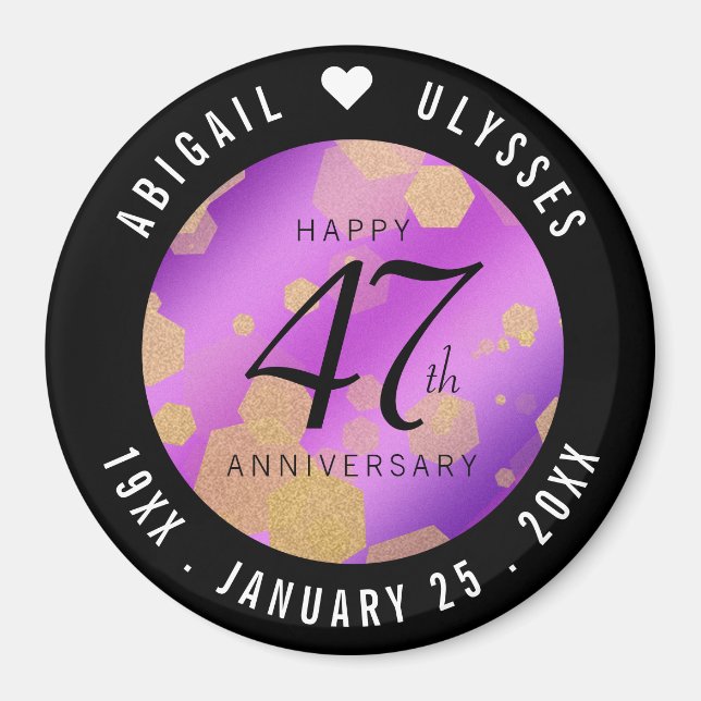 Elegant 47th Amethyst Wedding Anniversary Magnet (Front)