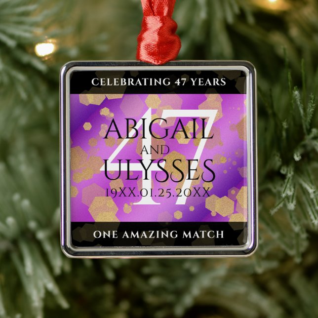 Elegant 47th Amethyst Wedding Anniversary Metal Tree Decoration (Tree)