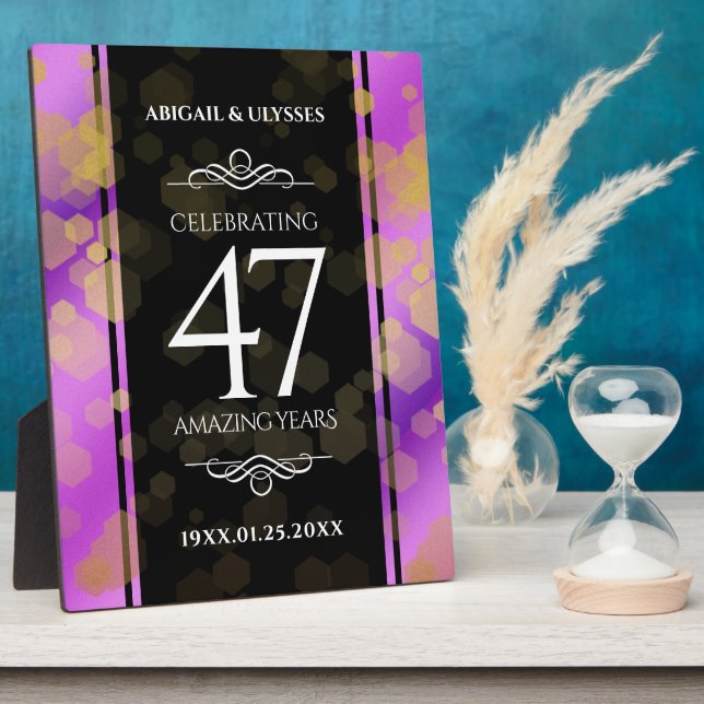 Elegant 47th Amethyst Wedding Anniversary Plaque (Side)