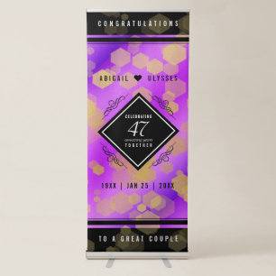 Elegant 47th Amethyst Wedding Anniversary Retractable Banner