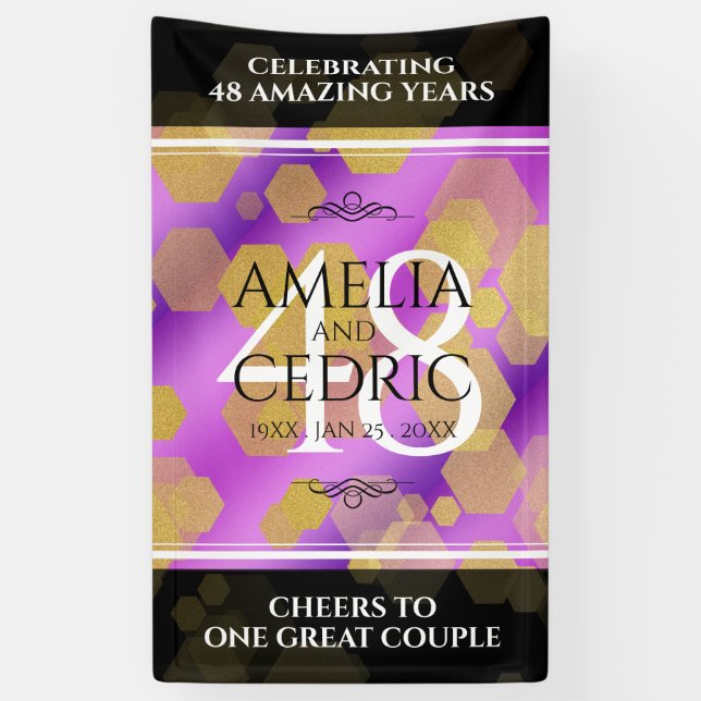 Elegant 48th Amethyst Wedding Anniversary Banner (Vertical)