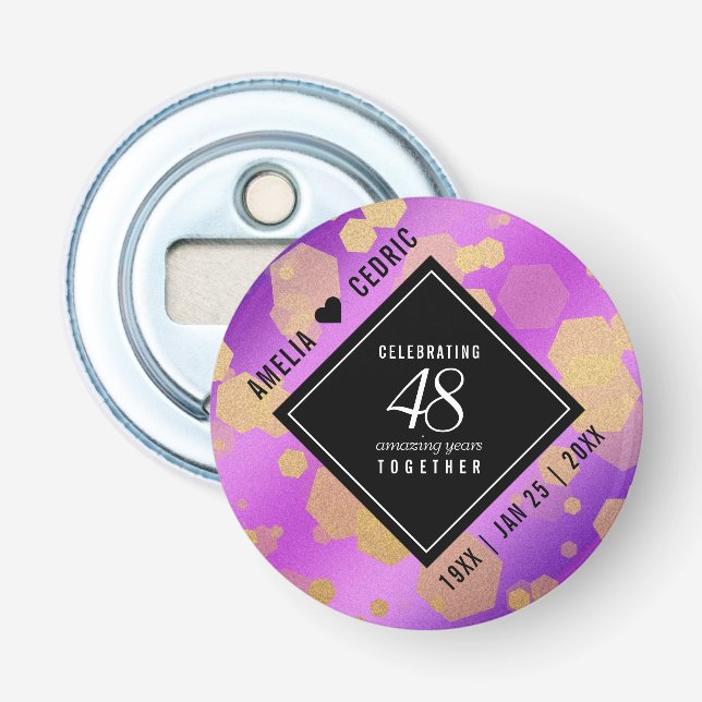 Elegant 48th Amethyst Wedding Anniversary Bottle Opener (Front)