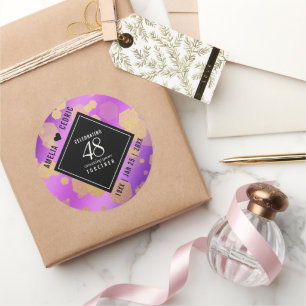 Elegant 48th Amethyst Wedding Anniversary Classic Round Sticker