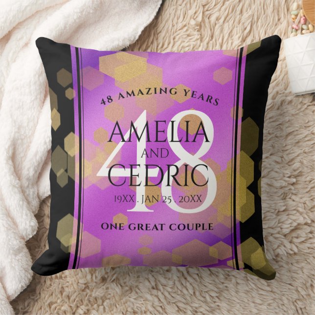 Elegant 48th Amethyst Wedding Anniversary Cushion (Blanket)