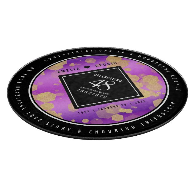 Elegant 48th Amethyst Wedding Anniversary Cutting Board (Corner)