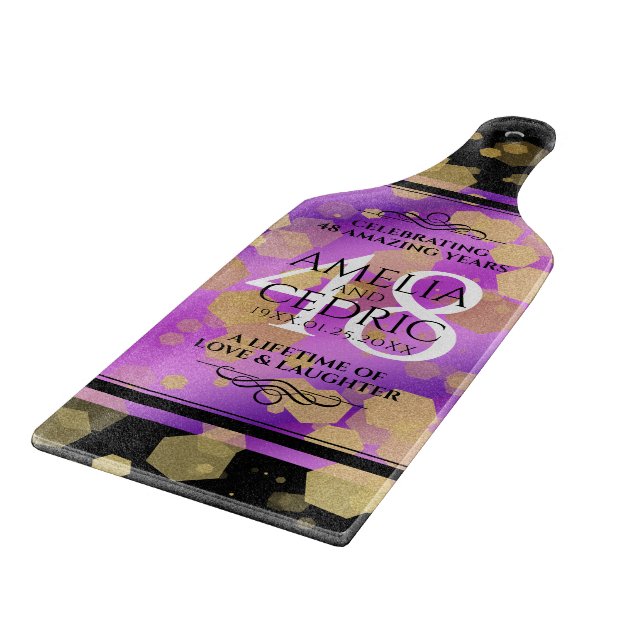 Elegant 48th Amethyst Wedding Anniversary Cutting Board (Corner)