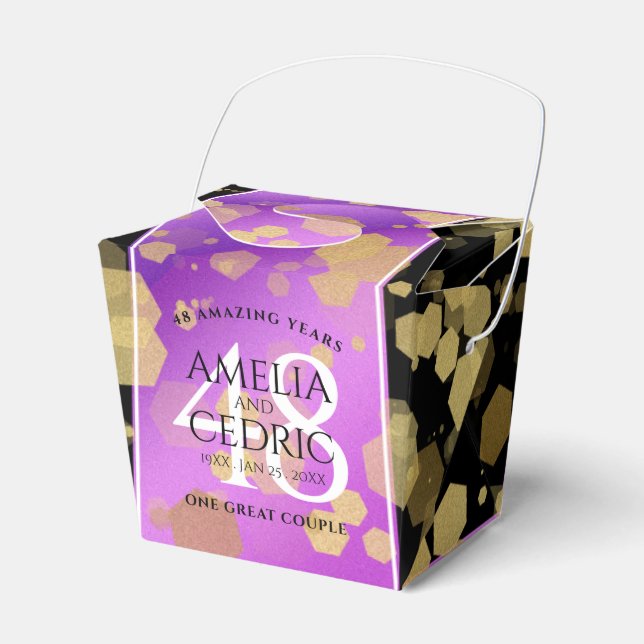 Elegant 48th Amethyst Wedding Anniversary Favour Box (Front Side)