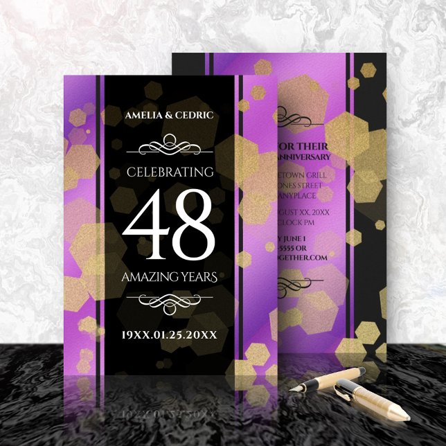 Elegant 48th Amethyst Wedding Anniversary Invitation (Elegant 48th Amethyst Wedding Anniversary Invitation Cover Photo.)