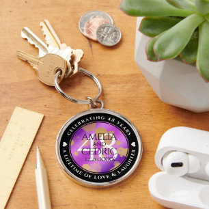 Elegant 48th Amethyst Wedding Anniversary Key Ring