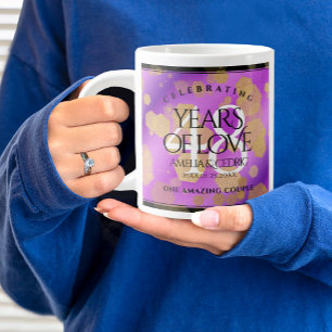 Elegant 48th Amethyst Wedding Anniversary Large Coffee Mug
