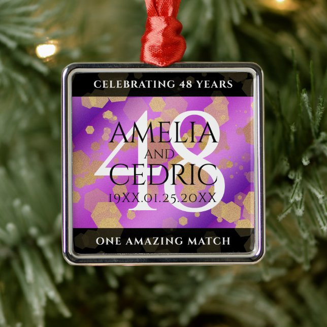 Elegant 48th Amethyst Wedding Anniversary Metal Tree Decoration (Tree)