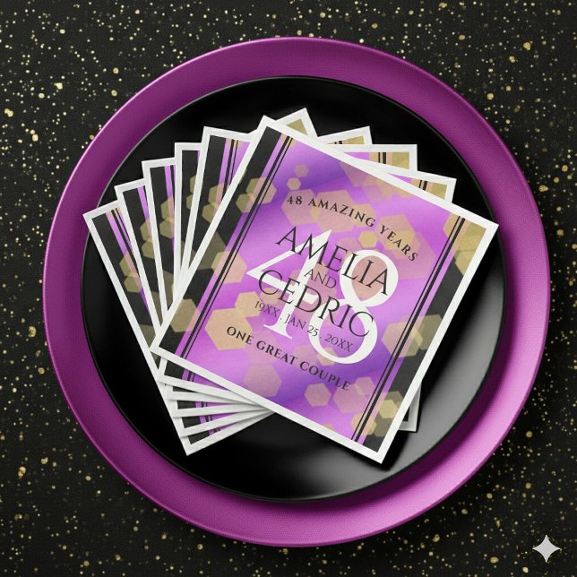 Elegant 48th Amethyst Wedding Anniversary Napkin (Elegant 48th Amethyst Wedding Anniversary Napkins Cover Photo)