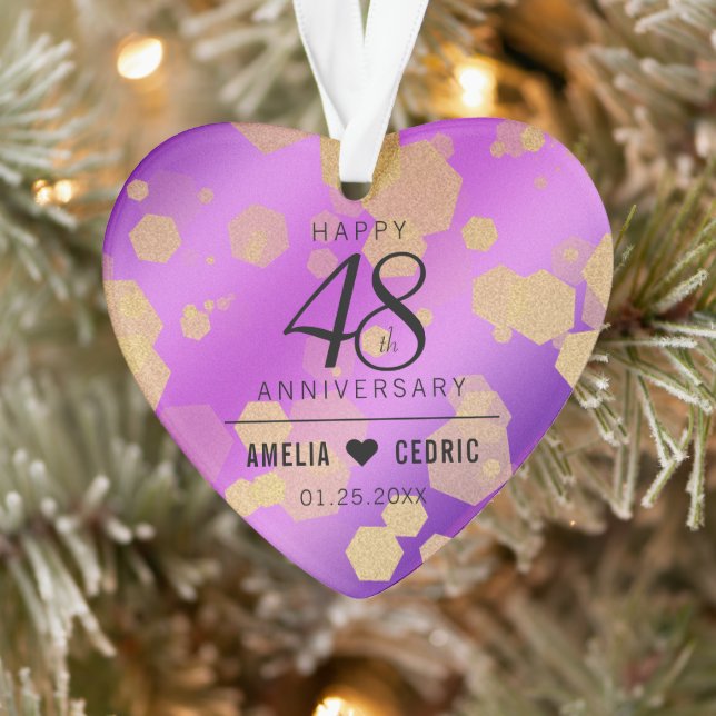 Elegant 48th Amethyst Wedding Anniversary Ornament (Tree)