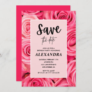 Elegant 49th birthday Floral Rose Save the date Invitation