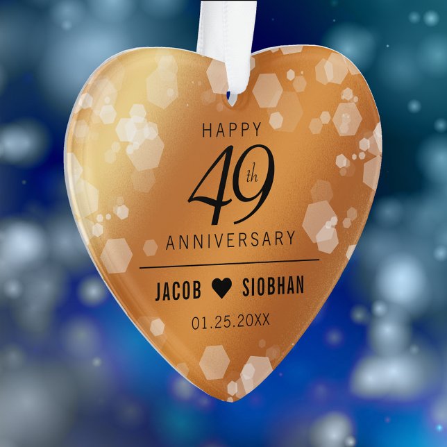Elegant 49th Copper Wedding Anniversary Acrylic Ornament (Elegant 49th Copper Wedding Anniversary Acrylic Ornament Cover Photo.)
