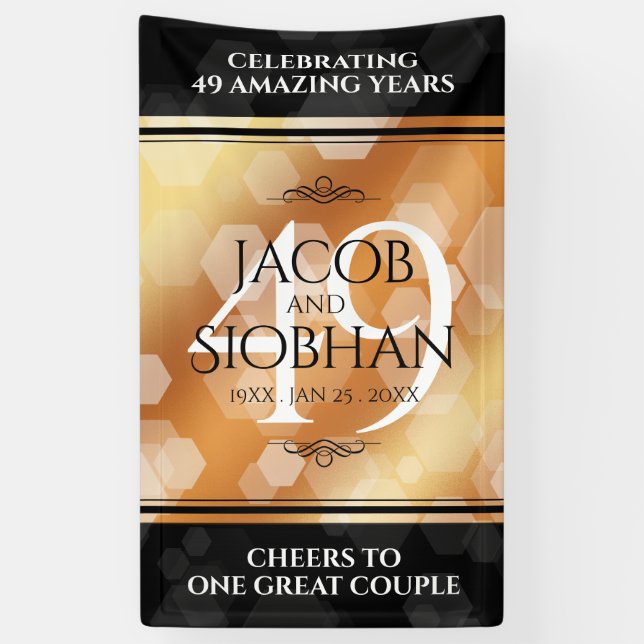 Elegant 49th Copper Wedding Anniversary Banner (Vertical)