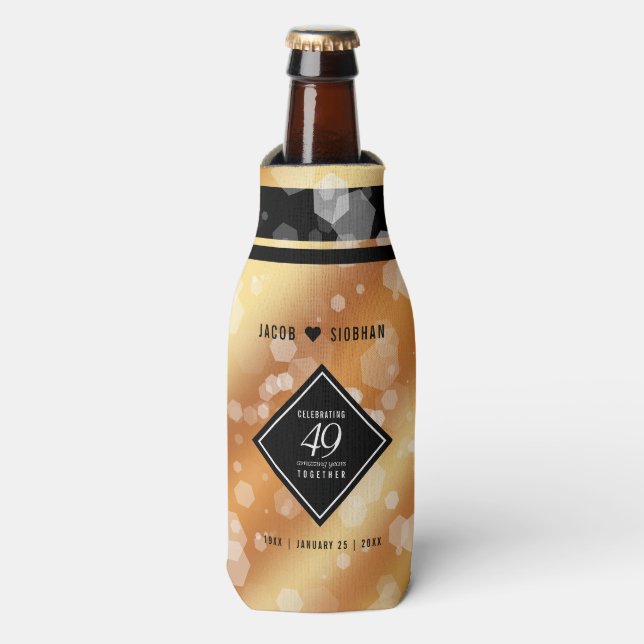 Elegant 49th Copper Wedding Anniversary Bottle Cooler (Bottle Front)